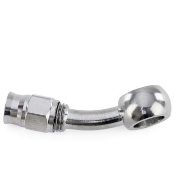 HPS Compression Teflon Hose End to AN Female with Banjo for PTFE Hose Fitting [20 Degree] [-3] (Stainless Steel, Silver)