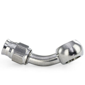 HPS Compression Teflon Hose End to AN Female with Banjo for PTFE Hose Fitting [45 Degree] [-3] (Stainless Steel, Silver)