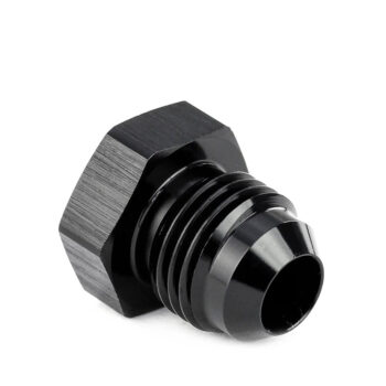 HPS AN Male Flare Plug AN Fitting [Straight] [-8] [Seal: AN Male 37 Degree Flare] (Aluminum, Black)