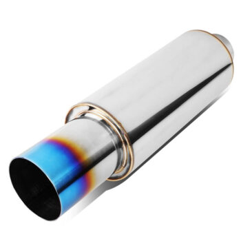 2.25'' OD Inlet 3'' Straight Cut Burnt Titanium Tip Stainless Steel Straight-Through Exhaust Muffler