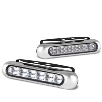 [Clear with Silver Cover] 12 White LED Front Bumper Day Time Running Light Fog Lamp with Mount 6" x 2" x 1.25"
