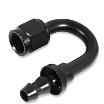 BFC Push-on Hose End to AN Female AN Fitting Adapter [180 Degree] [-4 to 1/4" Barb] [Aluminum, Black]