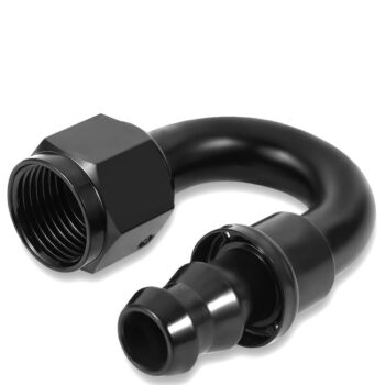 BFC Push-on Hose End to AN Female AN Fitting Adapter [180 Degree] [-8 to 1/2" Barb] [Aluminum, Black]