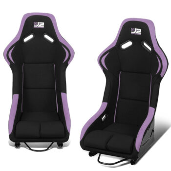 J2 Engineering J2-RS-001-PP Fixed Position Bucket Racing Seat w/Slider (Black/Purple)