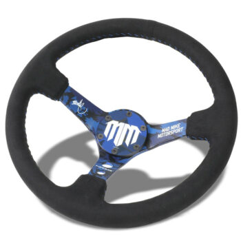 NRG RST-020MB-C-MM 350mm 3" Deep Dish MadMike Blue Alcantara Steering Wheel