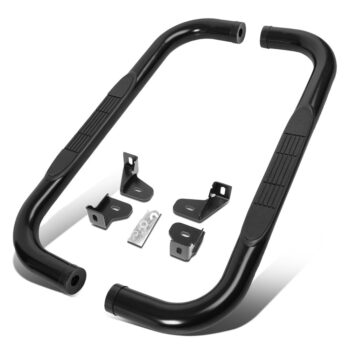 (90 Bend End Black) Running Board Nerf Bar For 19+ Chevrolet Silverado 1500 / GMC Sierra 1500 (T1XX 4th Gen) [Standard Cab]