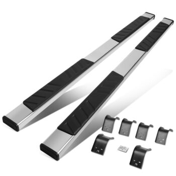 (88" Flat Board Slant Chrome/Black) Running Board Nerf Bar For 09-18 Ram 1500/19+ Ram 1500 Classic [Extended Cab]