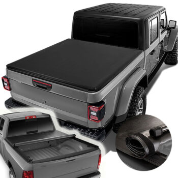 [Soft Roll-Up] Black Pickup Truck Bed Tonneau Cover 20+ Jeep Gladiator 5.5' Bed
