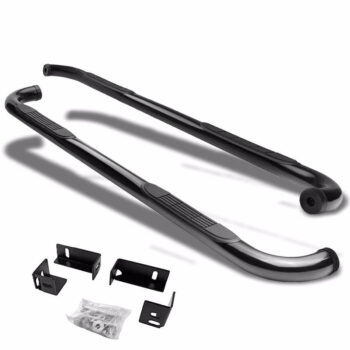 (90 Bend End Black) Running Board Nerf Bar For 04-12 Chevrolet Colorado/GMC Canyon/06 Isuzu i-350/07-08 i-370 [Crew Cab]