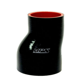 HPS 3" - 3-1/4" (76mm - 83mm) ID, 3" L Silicone 1/2" Offset Hose Reducer Black