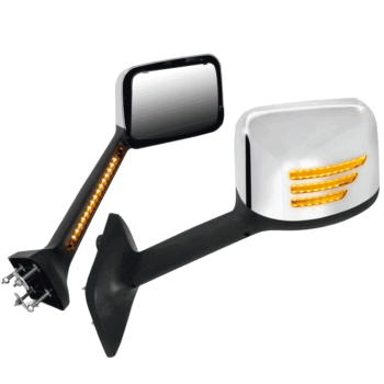 Chrome [12V Sequential Chasing 3-Strip LED Turn Signals] Side View Mirror For 18+ International Harvester HV LT MV RH